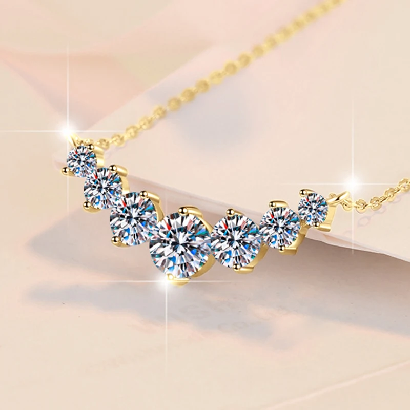 Collar de moissanita U-Smile D VVS1 para mujer, collares de lujo con Diamon de laboratorio brillante de Color D, Plata de Ley 925 con certificado - Imagen 2