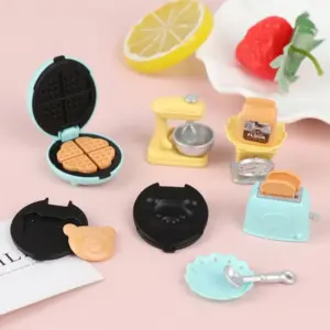 1/12 casa de muñecas DIY oso galletas muebles en miniatura tostadora horno mezclador escala electrónica modelo conjunto cocina juguete para regalo de niña