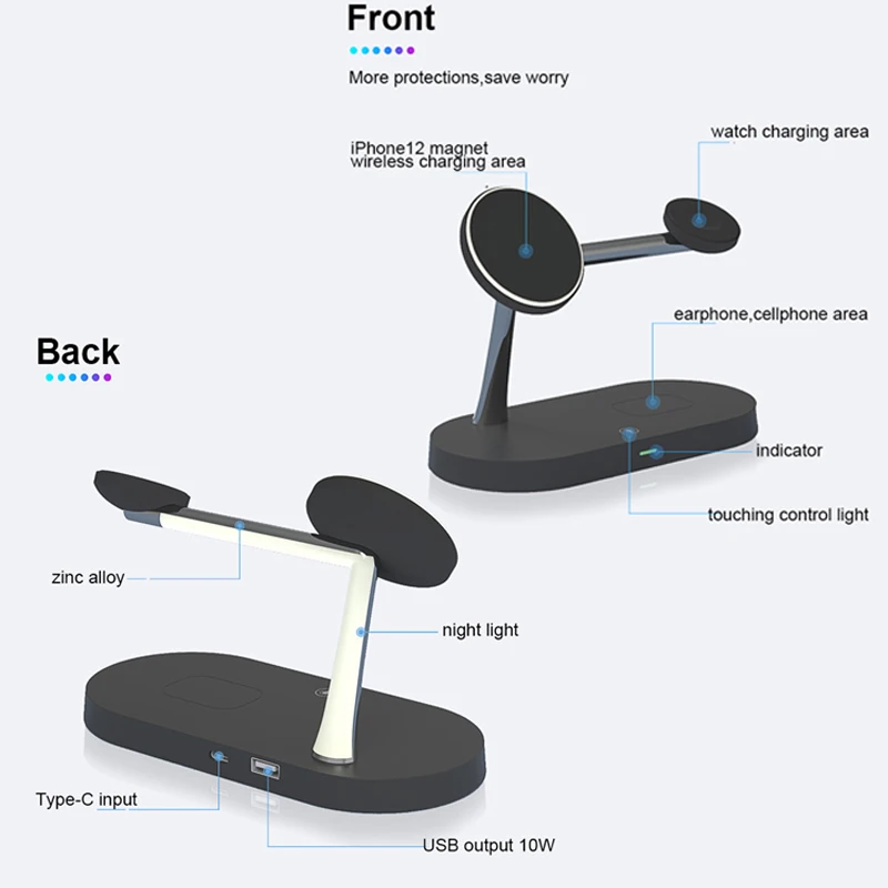 Soporte de cargador inalámbrico 3 en 1 para iPhone 12/13/14/15/16/17 Estación de carga rápida para Apple Watch 10 9 8 7 6 5 4 Airpods 2 3 Pro - Imagen 4
