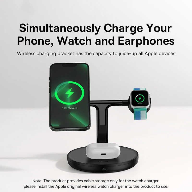 Baseus 3 en 1 20W soporte de cargador inalámbrico magnético para teléfono iPhone 15 14 Pro Airpods Apple Watch soporte de estación de carga rápida - Imagen 3