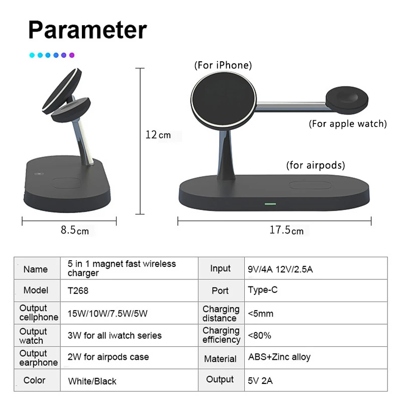 Soporte de cargador inalámbrico 3 en 1 para iPhone 12/13/14/15/16/17 Estación de carga rápida para Apple Watch 10 9 8 7 6 5 4 Airpods 2 3 Pro - Imagen 5