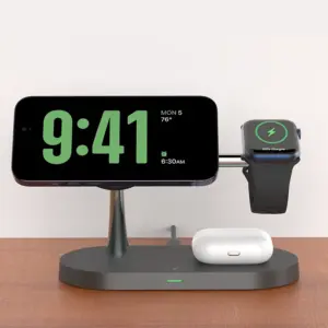 Soporte de cargador inalámbrico 3 en 1 para iPhone 12/13/14/15/16/17 Estación de carga rápida para Apple Watch 10 9 8 7 6 5 4 Airpods 2 3 Pro