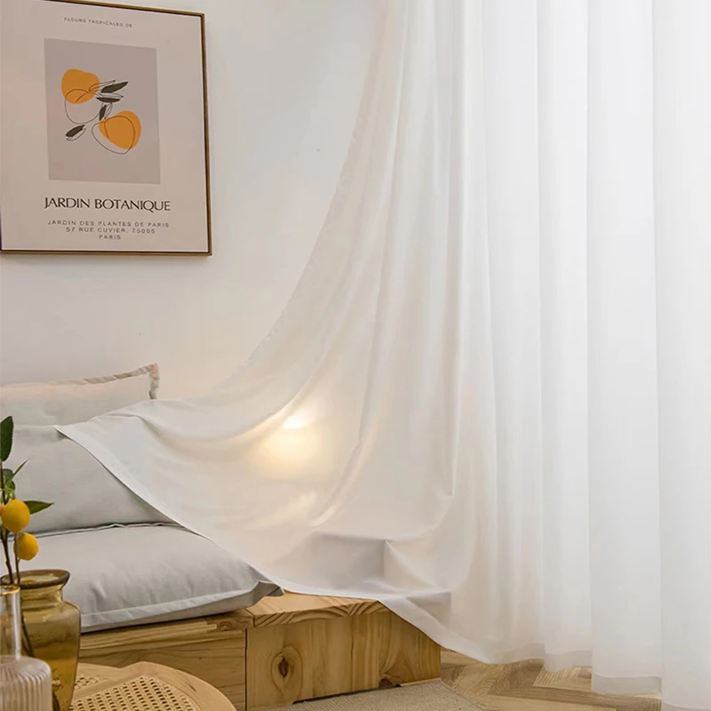 Asazal-cortinas opacas de gasa para ventana, tul blanco de alta calidad, hilo grueso, de lujo, para dormitorio, Villa, decoración de sala de estar - Imagen 2