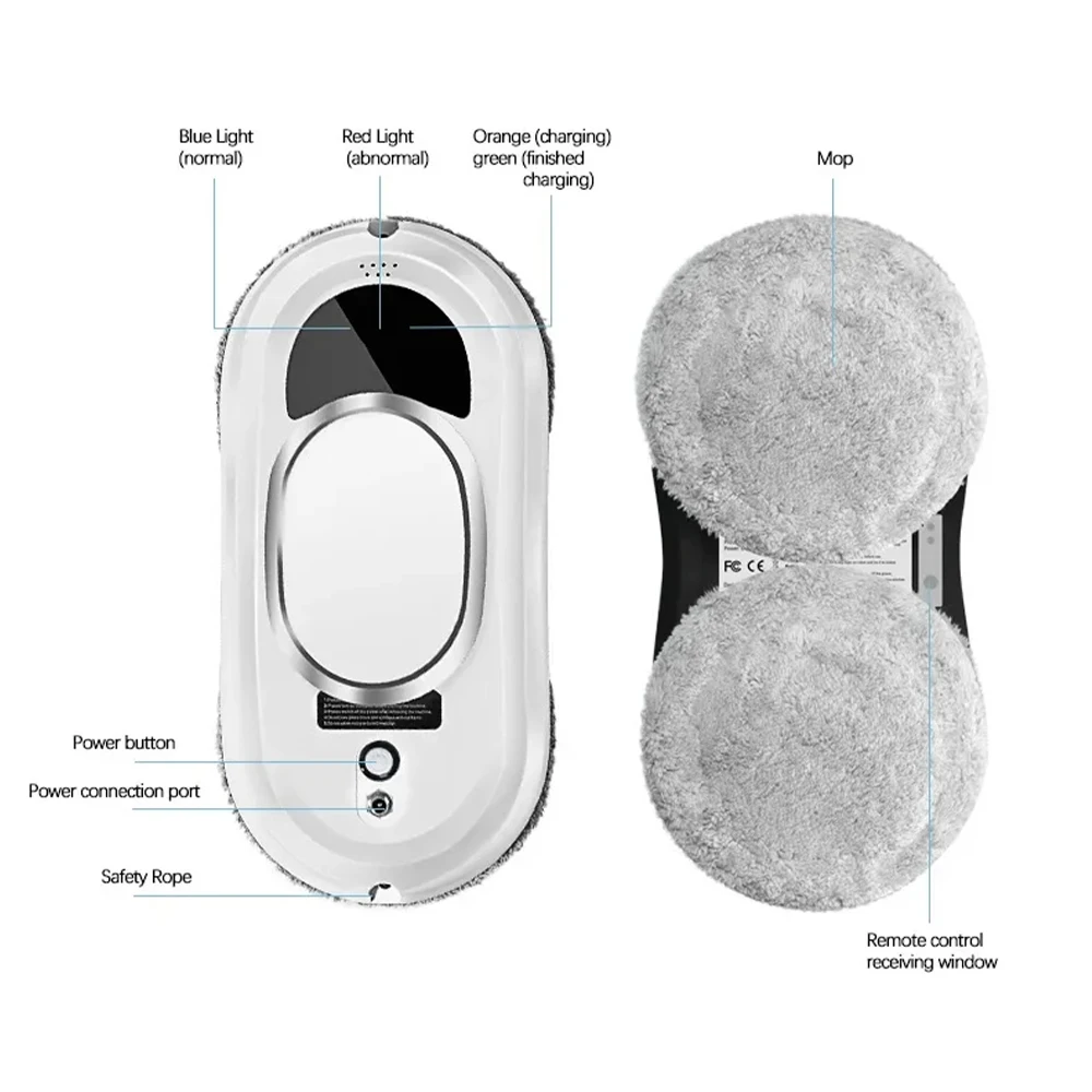 Robot eléctrico de limpieza de ventanas 5600Pa, Limpiacristales automático y con Control remoto, Robot de lavado de vidrio al vacío para electrodomésticos - Imagen 4