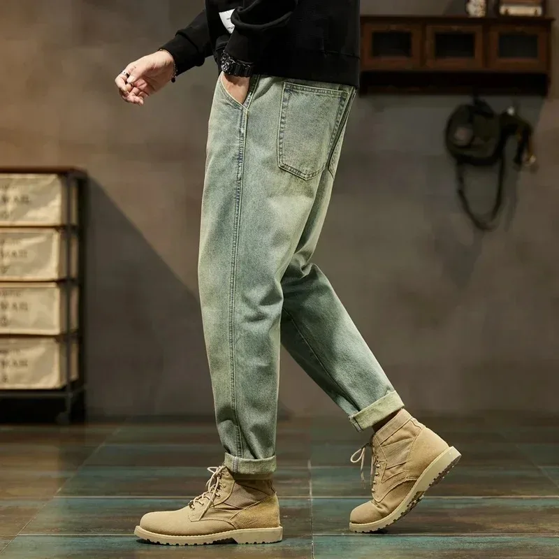Pantalones Harem Holgados de Mezclilla para Hombre, Primavera 2026, Estilo Retro, Cómodos, Harajuku, Jeans Rectos, Sencillos, Versátiles, Tipo Cargo - Imagen 3