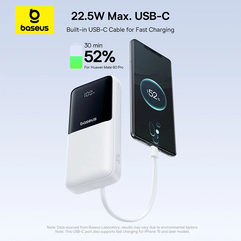 Baseus Power Bank 20000mAh PD 22,5 W carga rápida teléfono batería externa cargador Powerbank para Xiaomi Poco iPhone Samsung iPad - Imagen 5