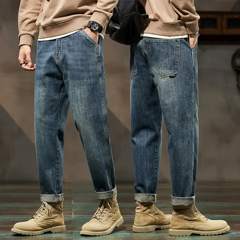 Pantalones Harem Holgados de Mezclilla para Hombre, Primavera 2026, Estilo Retro, Cómodos, Harajuku, Jeans Rectos, Sencillos, Versátiles, Tipo Cargo - Imagen 2