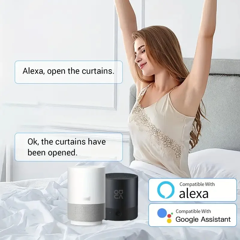 Abridor de cortinas automático inteligente, Control remoto con aplicación/temporizador/voz, con varilla T/U/roome, Sensor de luz automático WiFi Bluetooth - Imagen 6