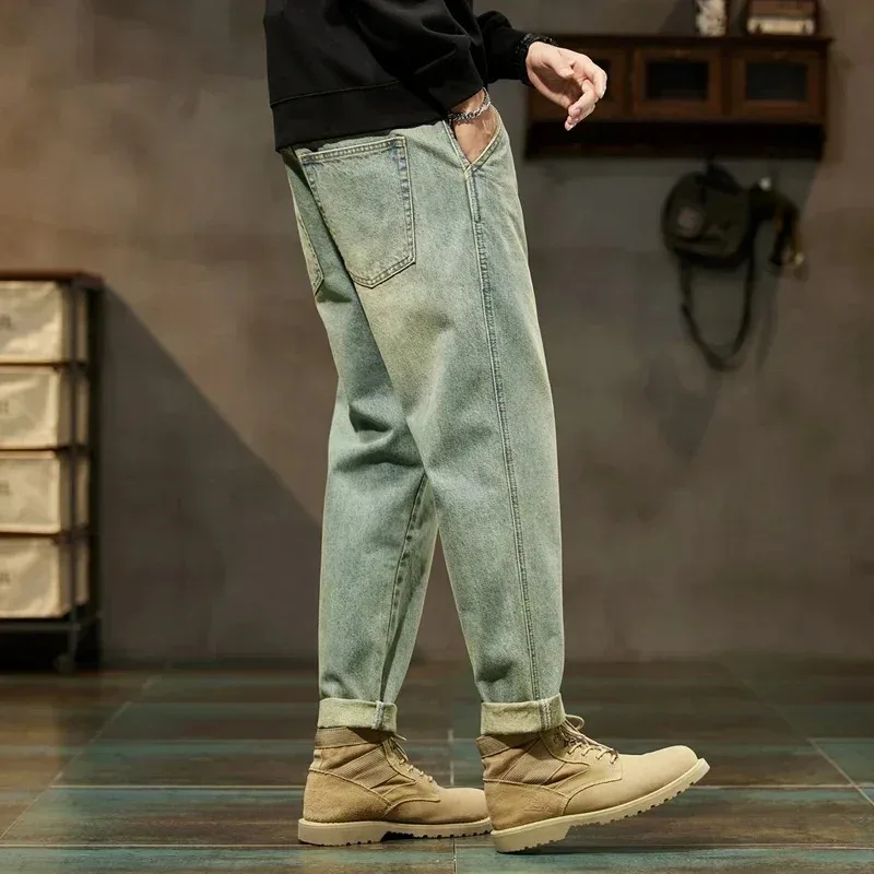 Pantalones Harem Holgados de Mezclilla para Hombre, Primavera 2026, Estilo Retro, Cómodos, Harajuku, Jeans Rectos, Sencillos, Versátiles, Tipo Cargo - Imagen 5