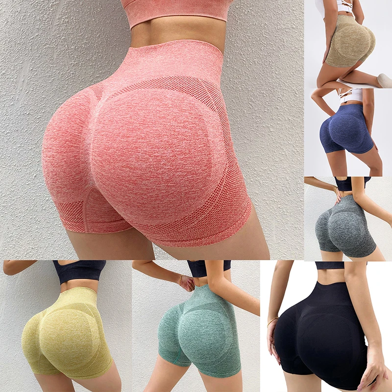 Pantalones cortos deportivos para mujer, novedad, ciclismo, trotar, Fitness, cintura alta, Push Up, pantalones cortos de gimnasio, mallas, ropa de Yoga para mujer