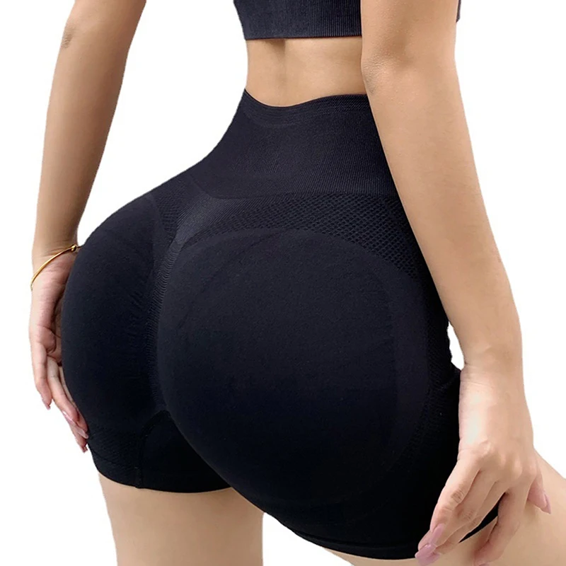 Pantalones cortos deportivos para mujer, novedad, ciclismo, trotar, Fitness, cintura alta, Push Up, pantalones cortos de gimnasio, mallas, ropa de Yoga para mujer - Imagen 3