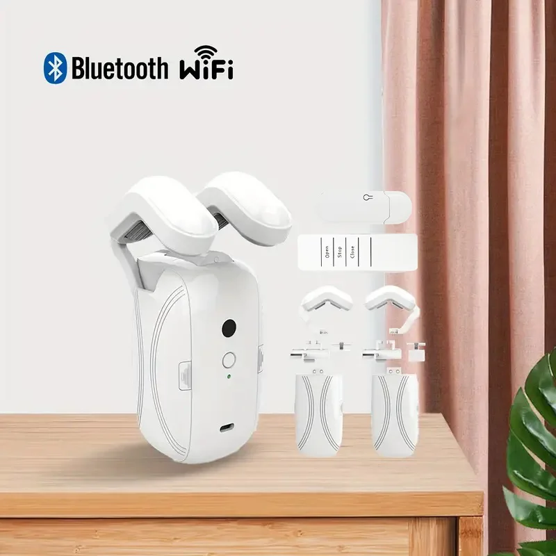 Abridor de cortinas automático inteligente, Control remoto con aplicación/temporizador/voz, con varilla T/U/roome, Sensor de luz automático WiFi Bluetooth - Imagen 2
