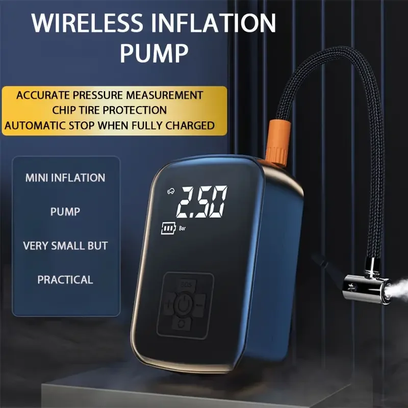 LEIBOO-compresor de aire inalámbrico para coche, bomba de aire eléctrica, inflador de neumáticos para motocicleta, bicicleta, neumático automático con pantalla Digital - Imagen 2