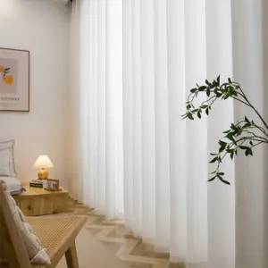 Asazal-cortinas opacas de gasa para ventana, tul blanco