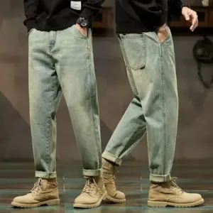 Pantalones Harem Holgados de Mezclilla para Hombre, Primavera 2026, Estilo Retro, Cómodos, Harajuku, Jeans Rectos, Sencillos, Versátiles, Tipo Cargo