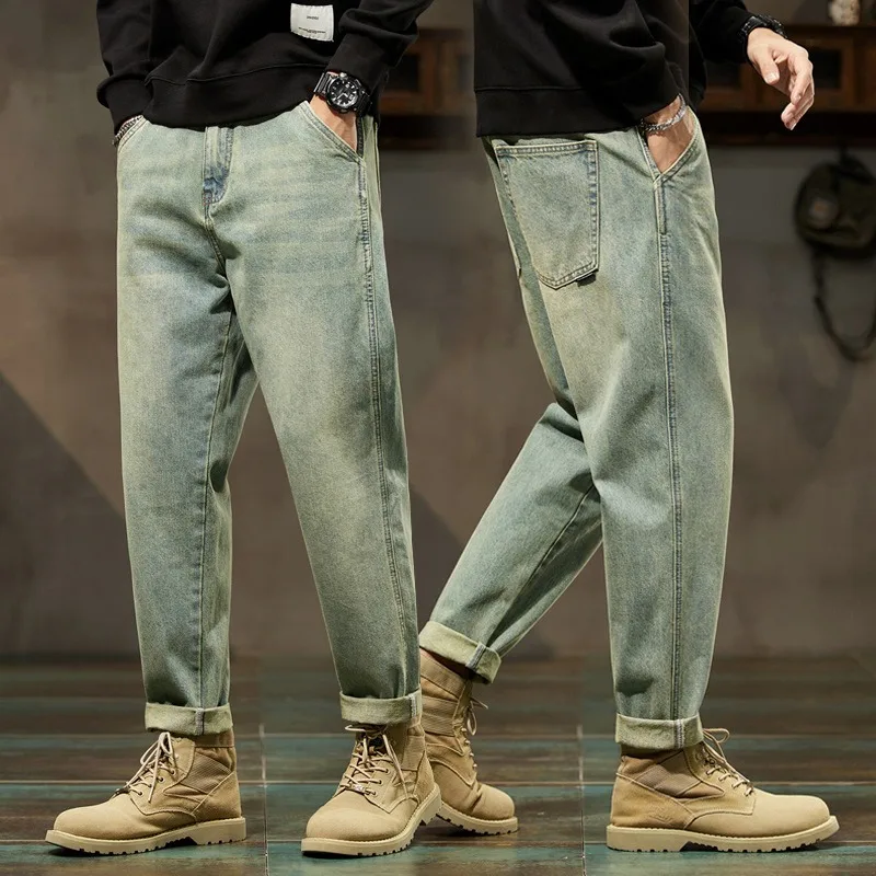 Pantalones Harem Holgados de Mezclilla para Hombre, Primavera 2026, Estilo Retro, Cómodos, Harajuku, Jeans Rectos, Sencillos, Versátiles, Tipo Cargo