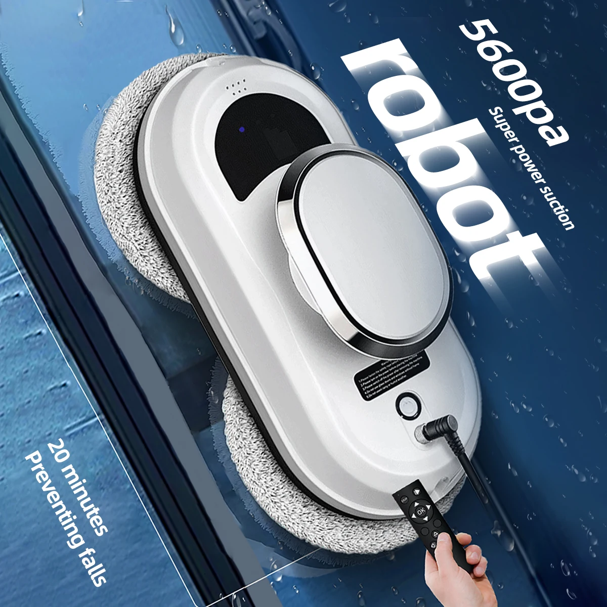 Robot eléctrico de limpieza de ventanas 5600Pa, Limpiacristales automático y con Control remoto, Robot de lavado de vidrio al vacío para electrodomésticos - Imagen 2
