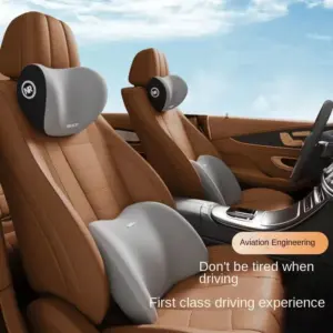 Cojín ergonómico para asiento de coche de espuma viscoelástica, adecuado para reposacabezas de coche cómodo para todas las estaciones, cojín lumbar o reposacabezas o juego