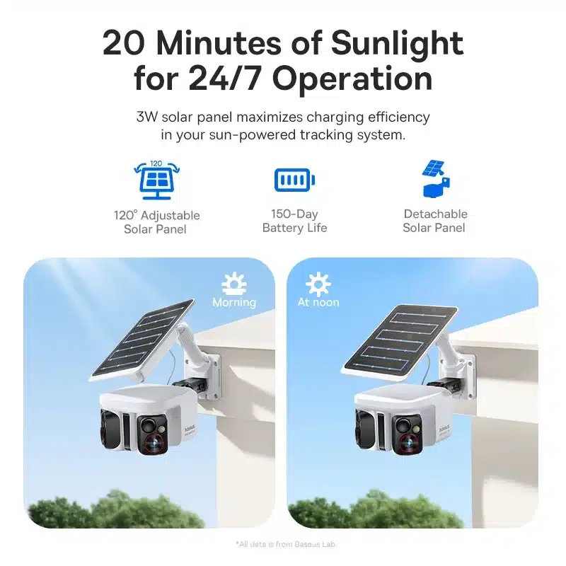 Cámara de Seguridad Baseus Security X1 Pro para Exteriores, Cámara Inalámbrica Dual 3K con Panel Solar, Reconocimiento Facial, Seguimiento Inteligente con IA - Imagen 5