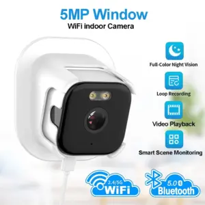Cámara de ventana WIFI de 5MP, 5GHz, seguridad interior del hogar, visión nocturna a Color, detección de movimiento, Monitor de bebé, cámaras de vigilancia